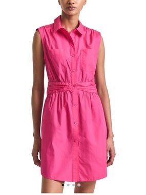 10 Crosby Derek Lam Hot Pink Sleeveless Shirt Dress